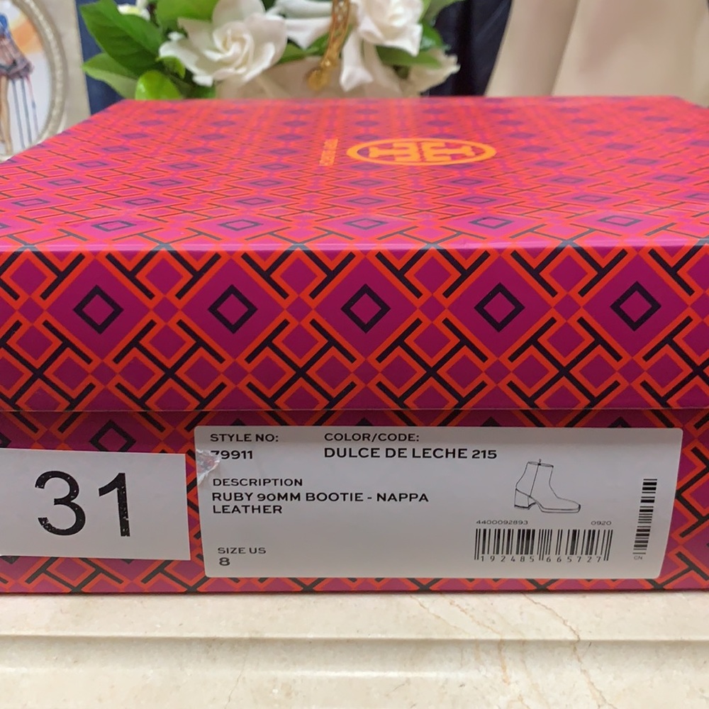 TORY BURCH PLATFORM CHAIN INLAY HEEL BOOTS MINIMAL AESTHETIC CREAM SZ US 8 & 9 - Picture 12 of 12